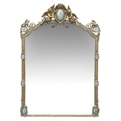 Monumental Sevres porcelain mounted wall mirror, circa 1880. 244cm high