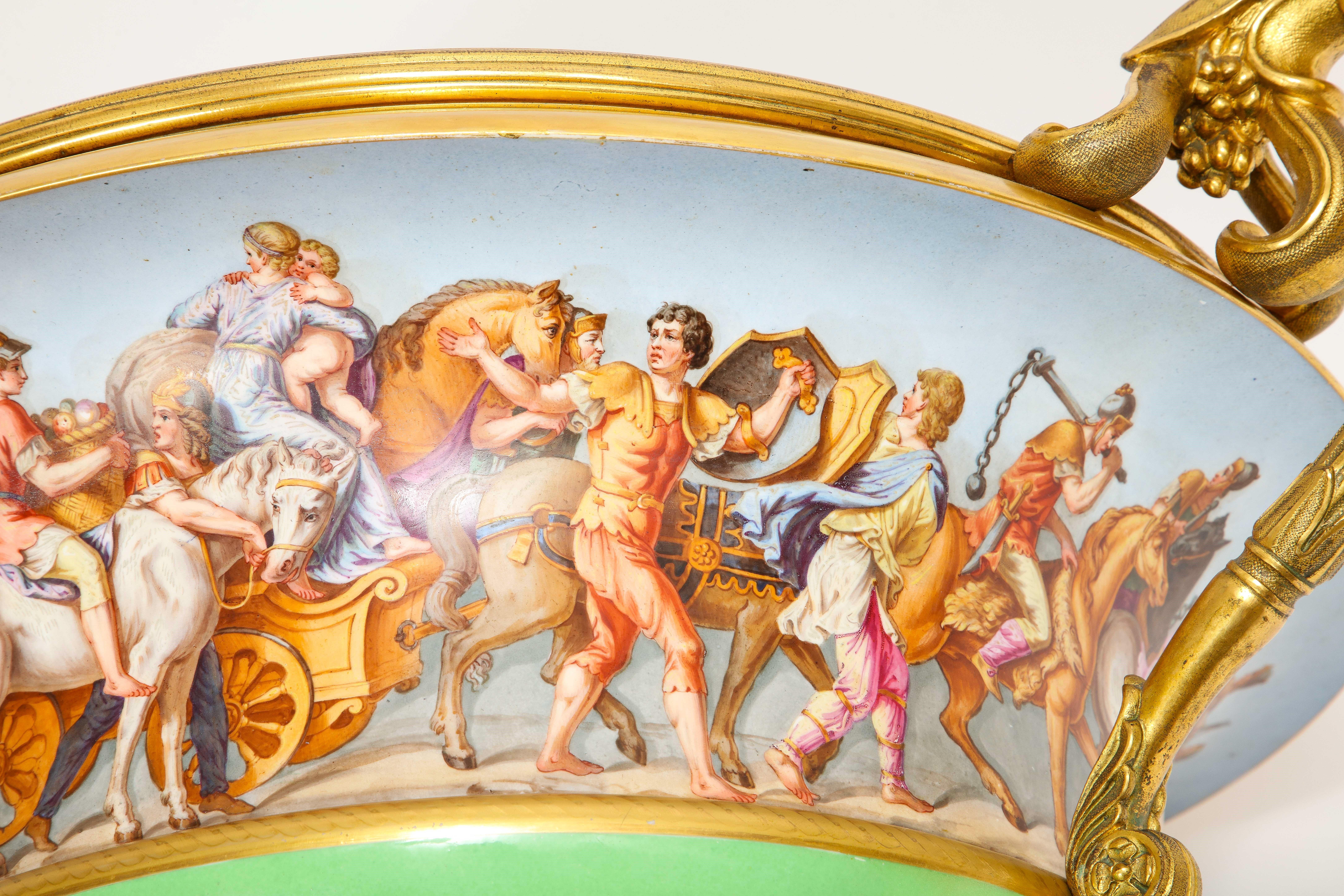 Monumental Sevres Porcelain Ormolu-Mounted 2-Handle Campana Form Centerpiece For Sale 10
