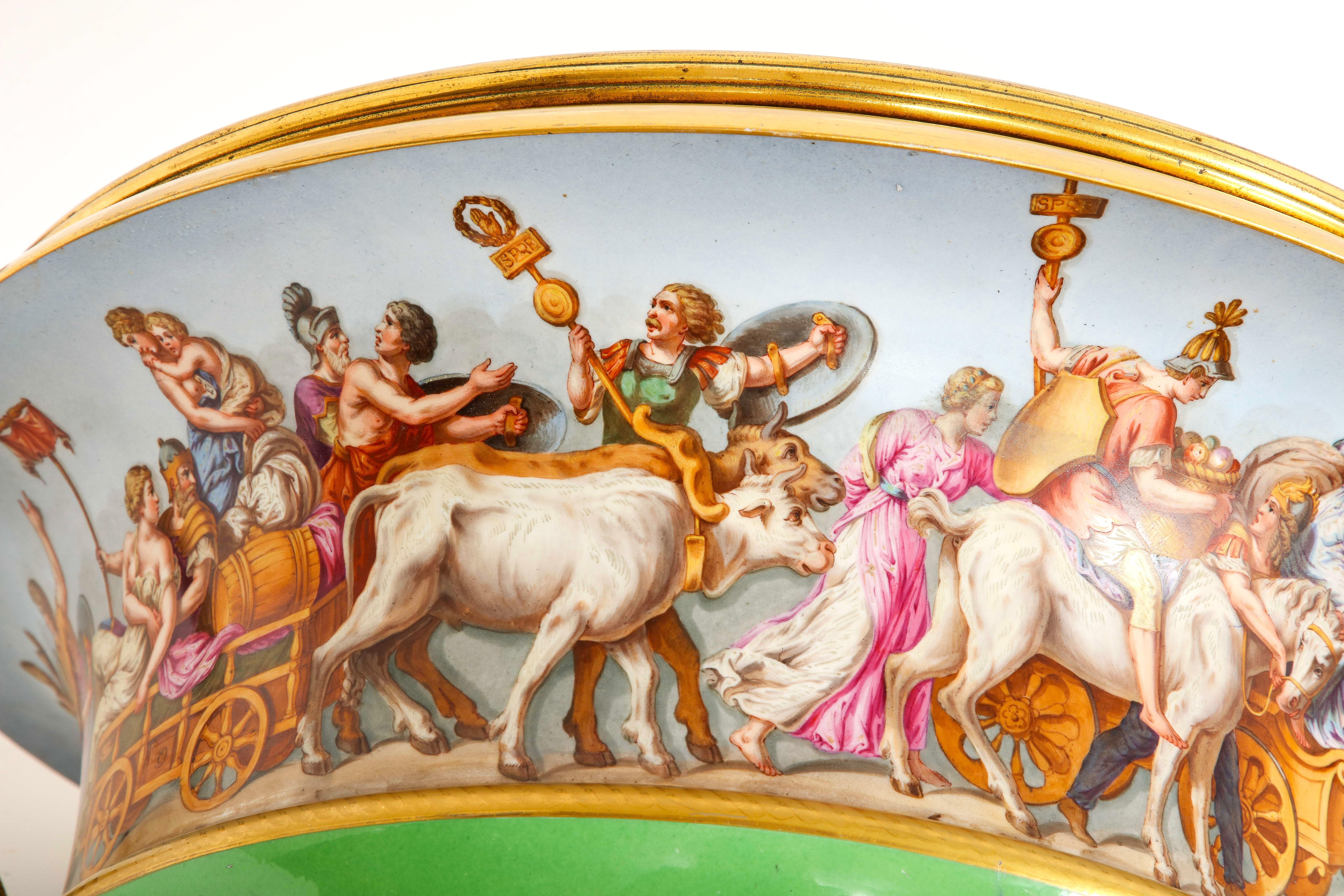 Monumental Sevres Porcelain Ormolu-Mounted 2-Handle Campana Form Centerpiece For Sale 11