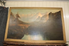 Monumental Signed Henry Arthur Elkins Oil Painting of Colorado Mountain River