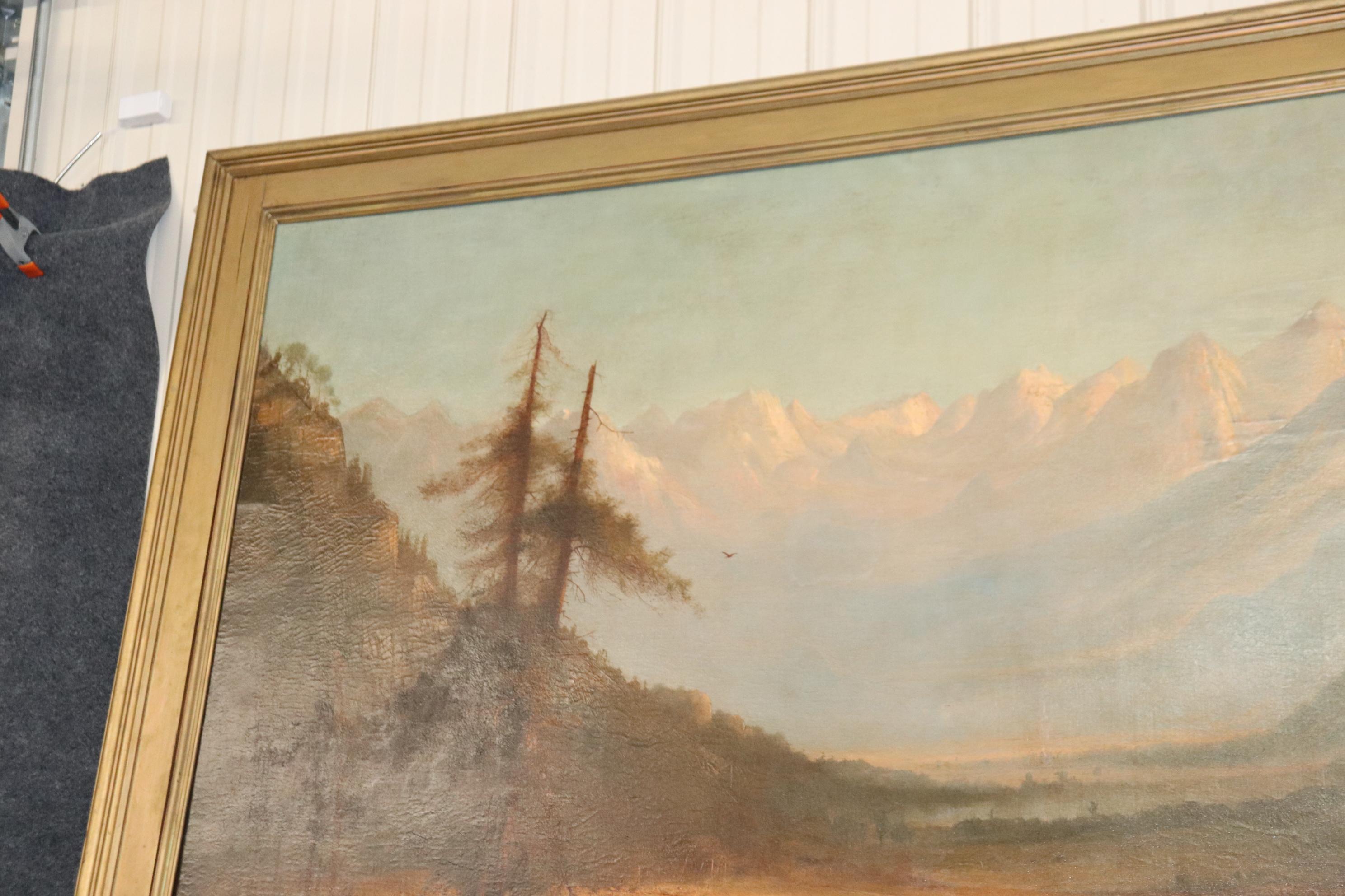 American Classical Monumental Signed Henry Arthur Elkins Oil Painting of Colorado Mountain River For Sale