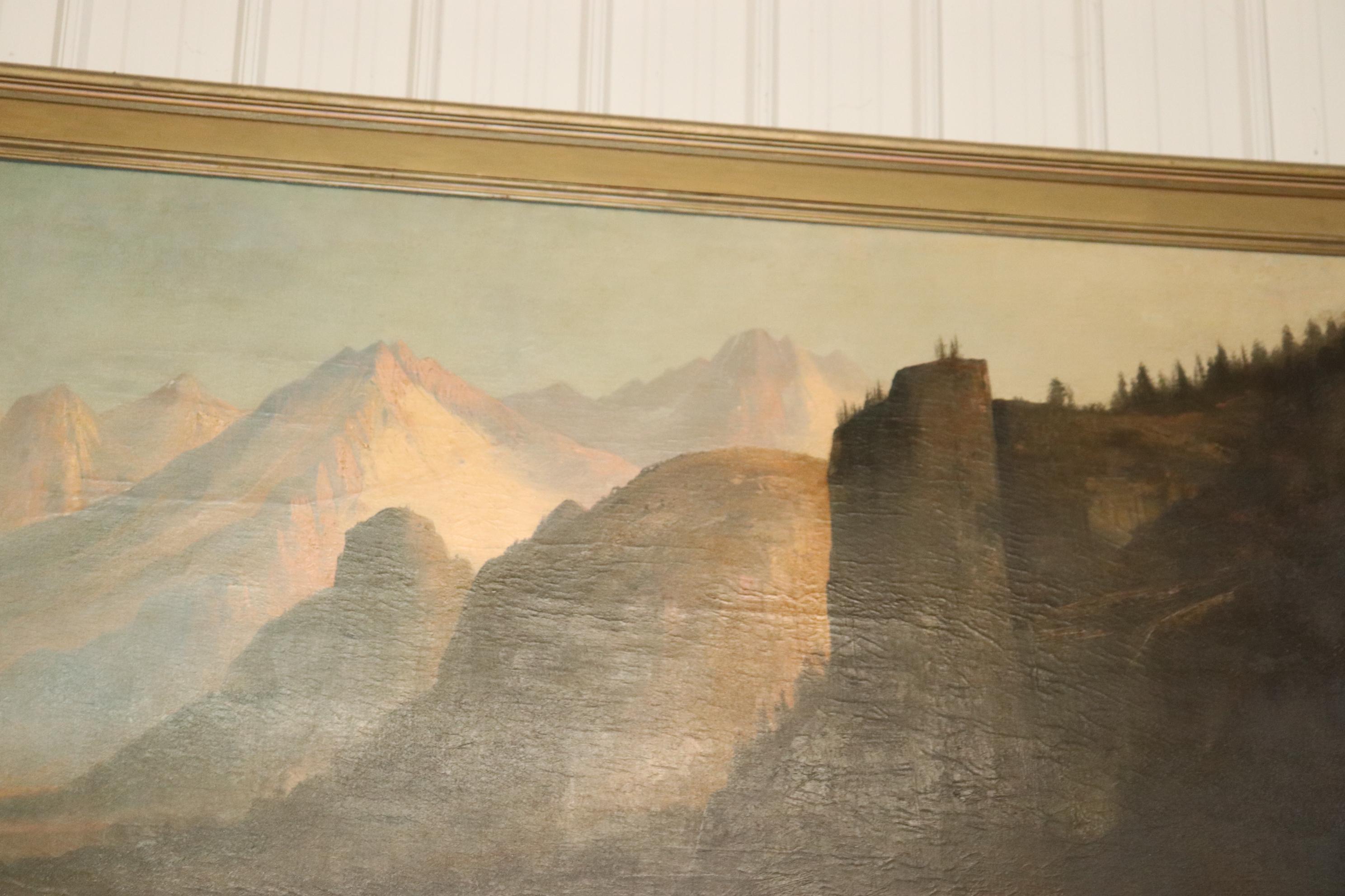 Monumental Signed Henry Arthur Elkins Oil Painting of Colorado Mountain River In Good Condition For Sale In Swedesboro, NJ