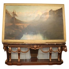 Pintura al óleo monumental firmada por Henry Arthur Elkins de un río de las montañas del Colorado