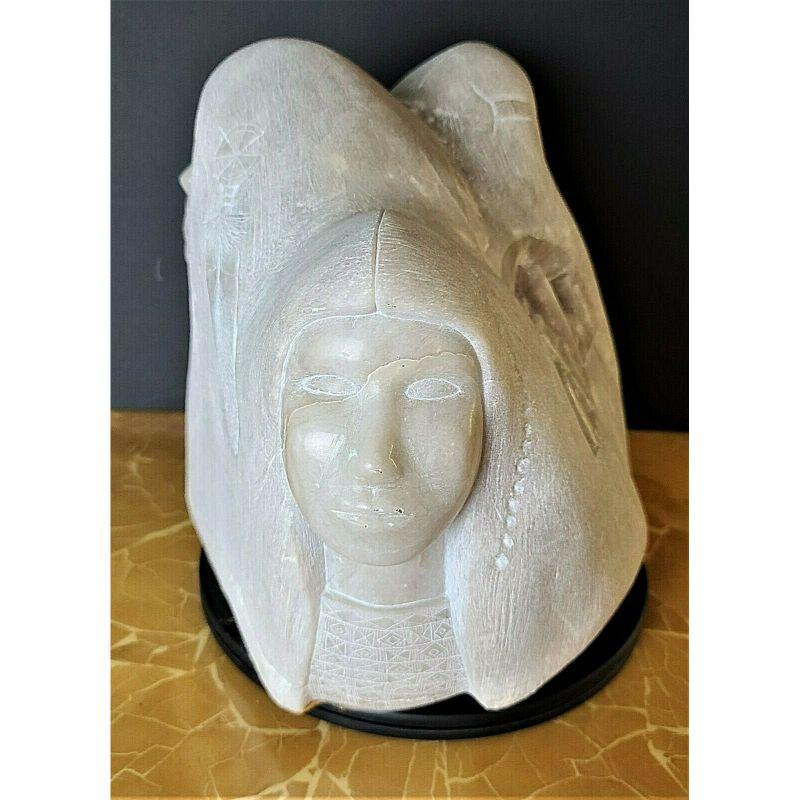 For FULL item description be sure to click on CONTINUE READING at the bottom of this listing.

Offering One Of Our Recent Palm Beach Estate Fine Art Acquisitions Of A
Monumental Signed Native American Alabaster Sculpture of Man, Woman, Child, and
