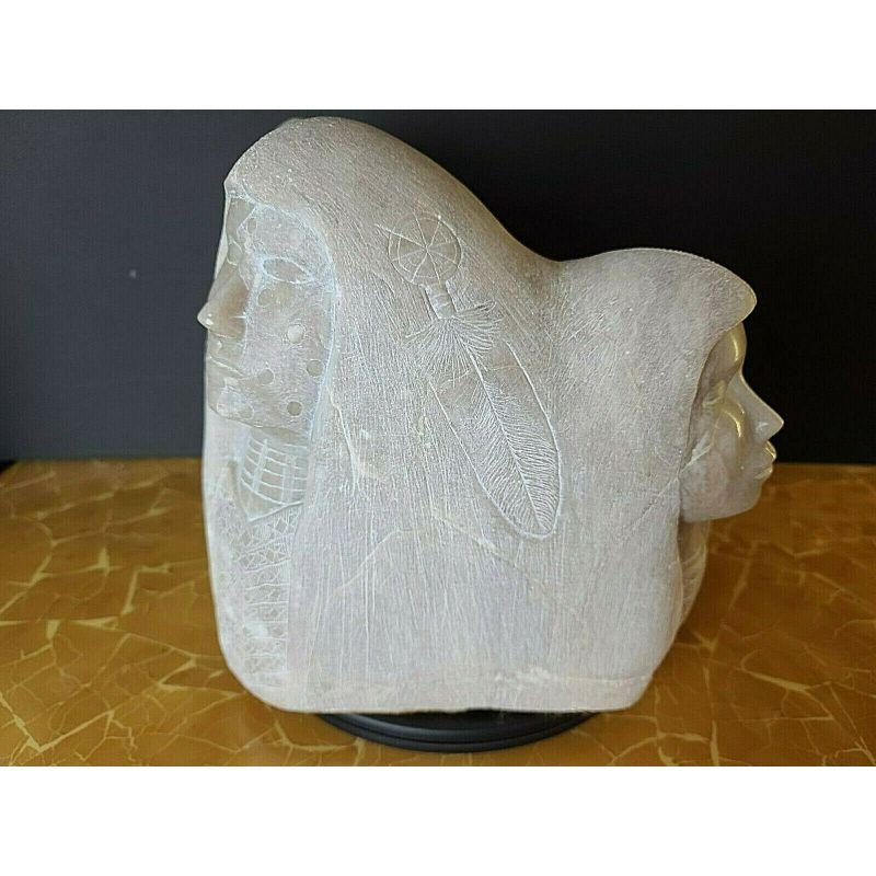 Unknown Monumental Signed Native American Alabaster Sculpture  For Sale
