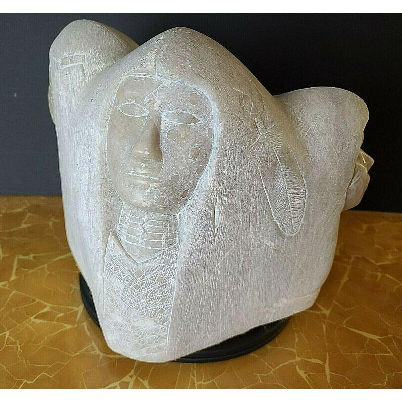 Hand-Carved Monumental Signed Native American Alabaster Sculpture  For Sale