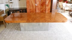 Monumental Signed Paul Evans Burled & Chrome "Cityscape" Extension Dining Table