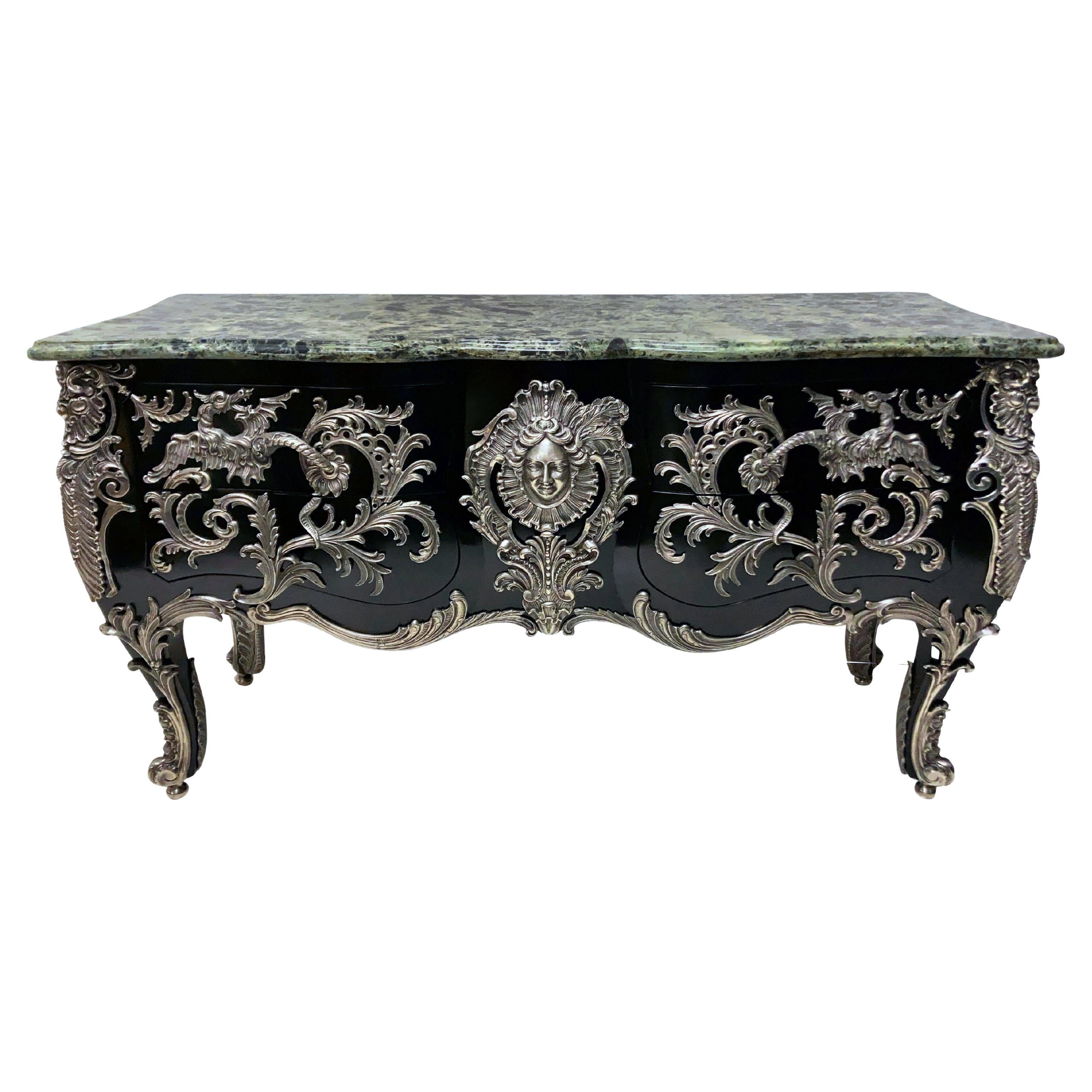 Monumental Silver Mounted Commode A Vantaux After Gaudreaux For Sale