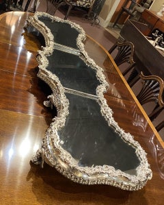 Monumental Silver Plated Three Part Mirrored Plateau with Eagle Feet