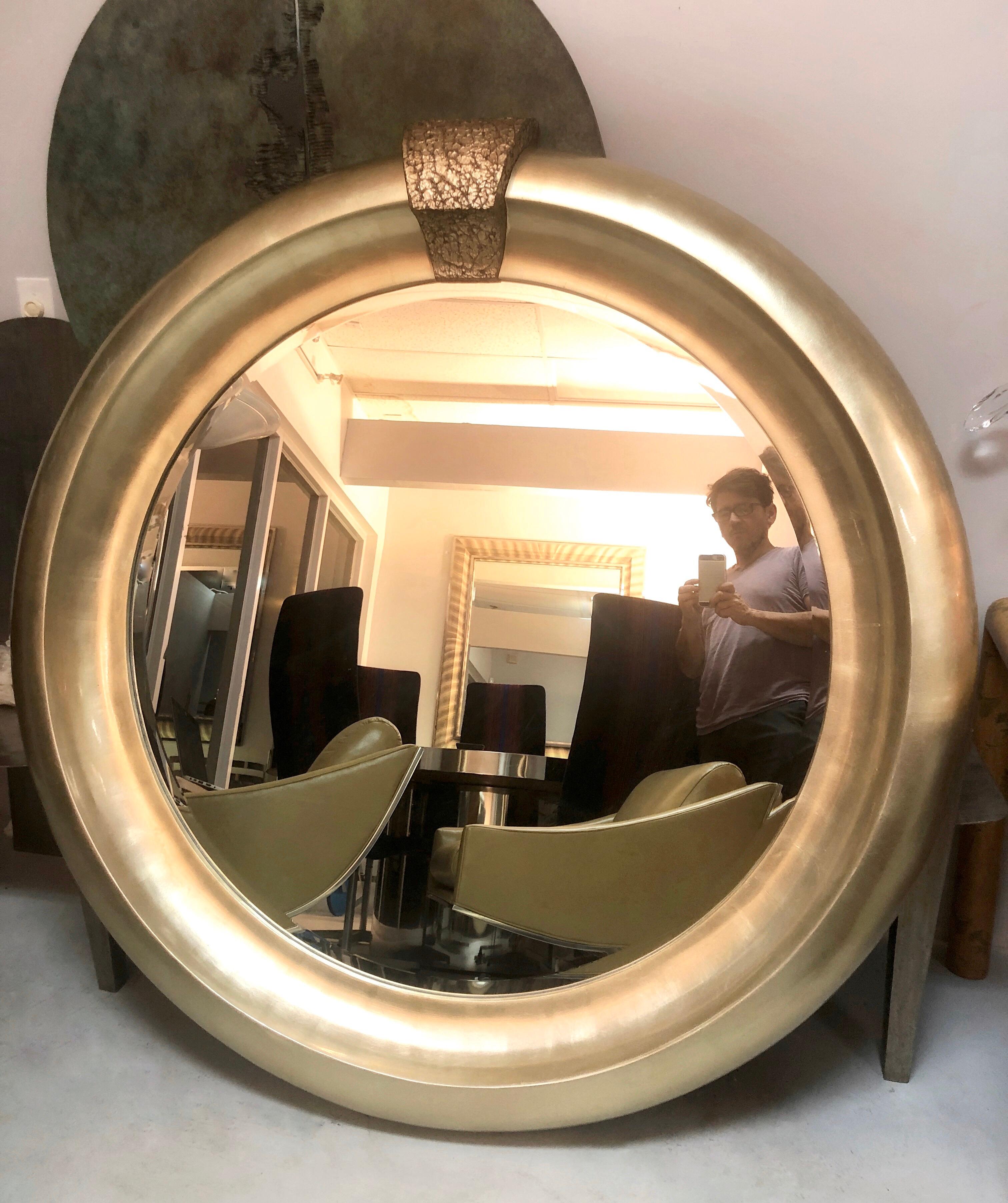 Monumental Silver Round Mirror by Jimeco, 1996 In Good Condition In Miami, FL