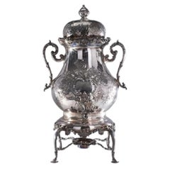 Monumental Silver Tea Urn Samovar in Victorian Style