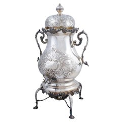 Monumental Silver Tea Urn Samovar in Victorian Style