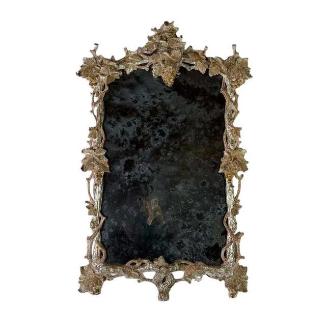 Metallic Rococo Vine 18th Century Period Rococo Venetian Carved and Silvered Mirror For Sale ...