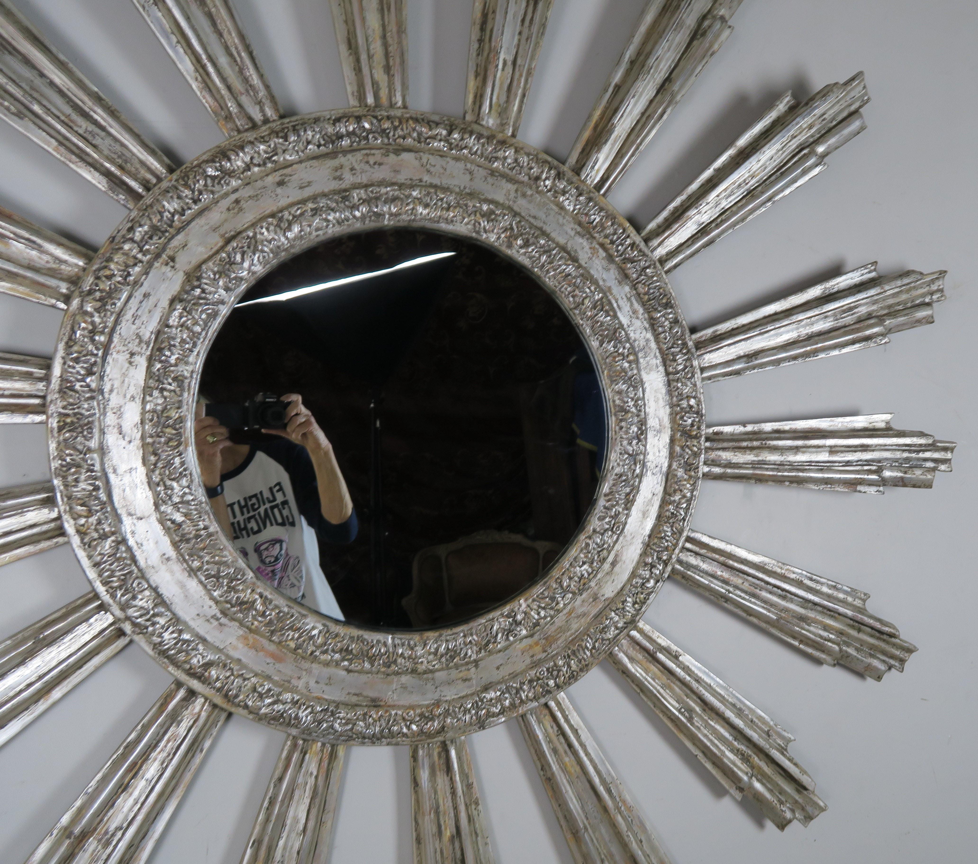 Monumental Silvered Sunburst Mirror by Melissa Levinson For Sale 1