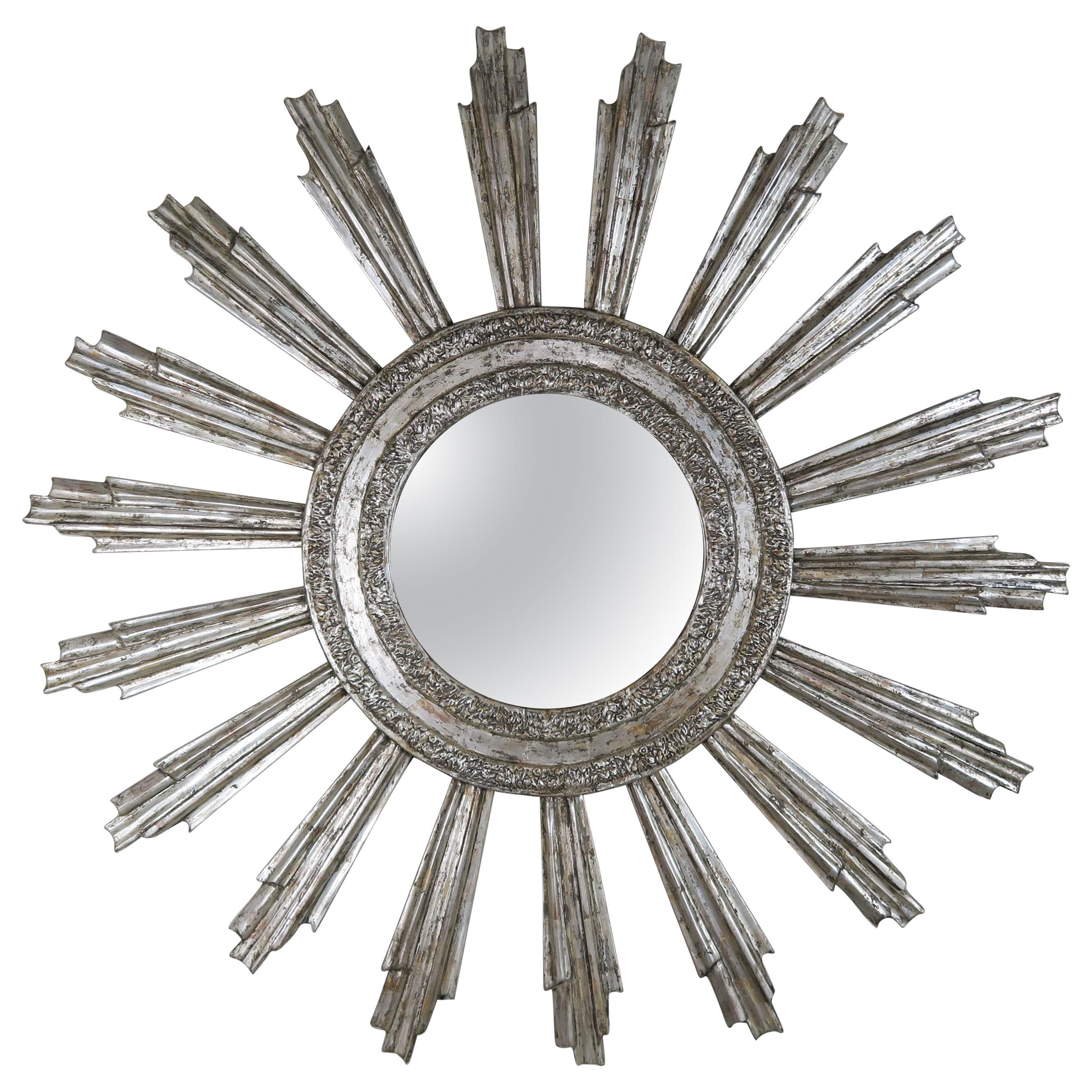 Monumental Silvered Sunburst Mirror by Melissa Levinson For Sale