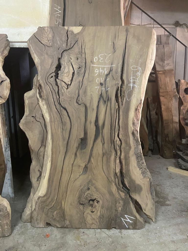 Contemporary Monumental Single Slab Black Walnut Dining Table, A Sculptural Live Edge Creatio For Sale