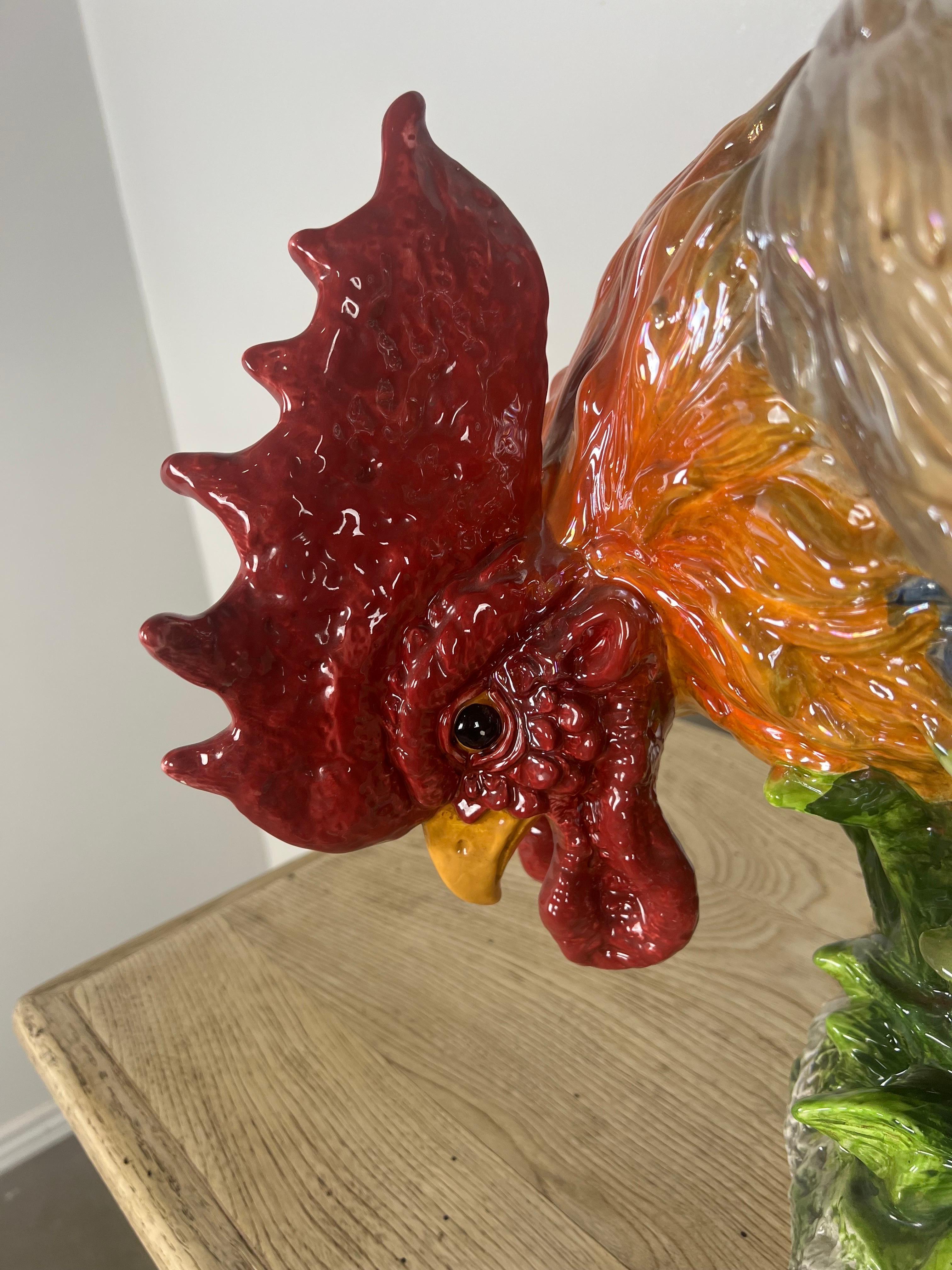 Monumental Size Italian Glazed Porcelain Chicken In Excellent Condition In Los Angeles, CA