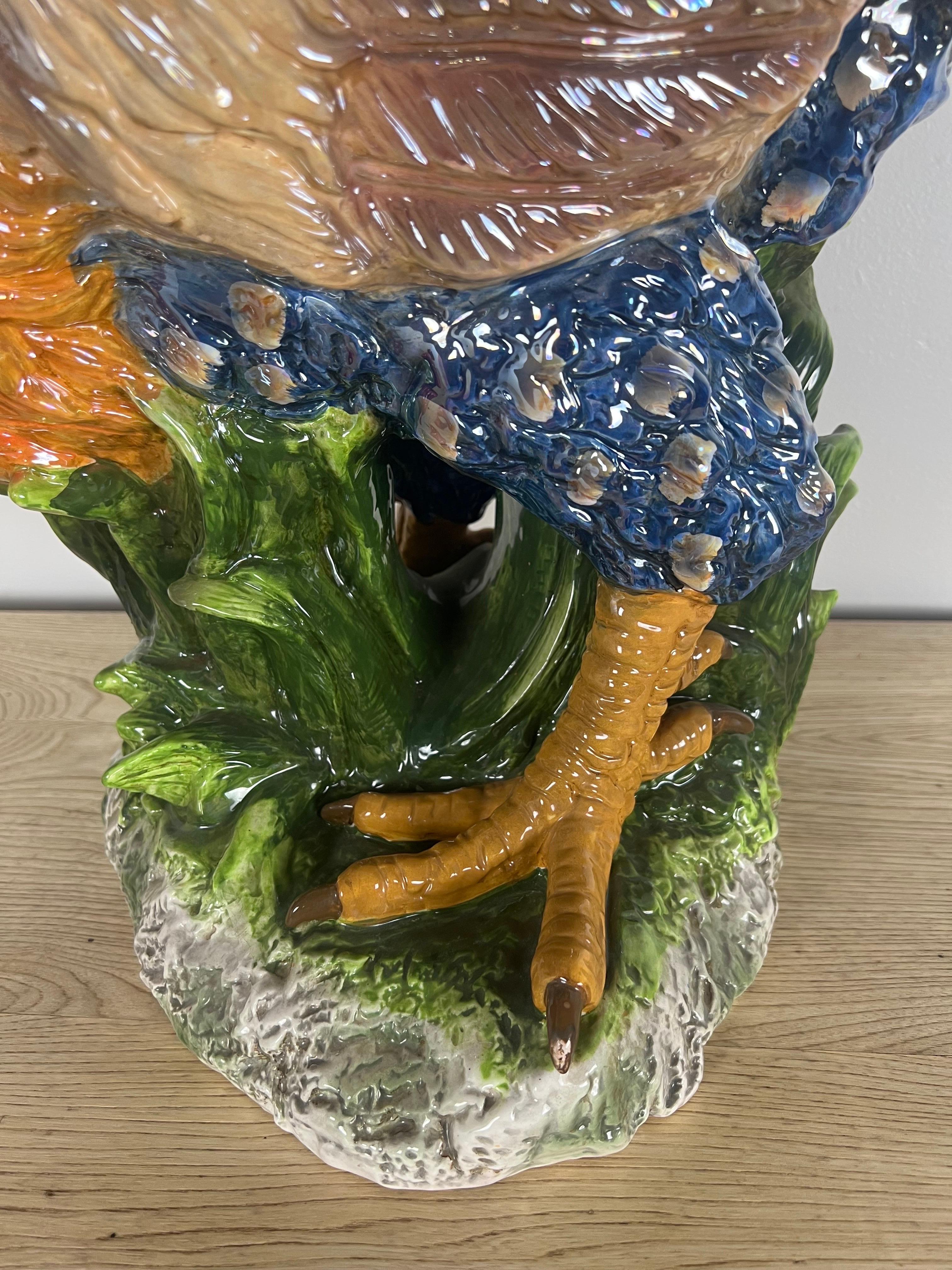 20th Century Monumental Size Italian Glazed Porcelain Chicken