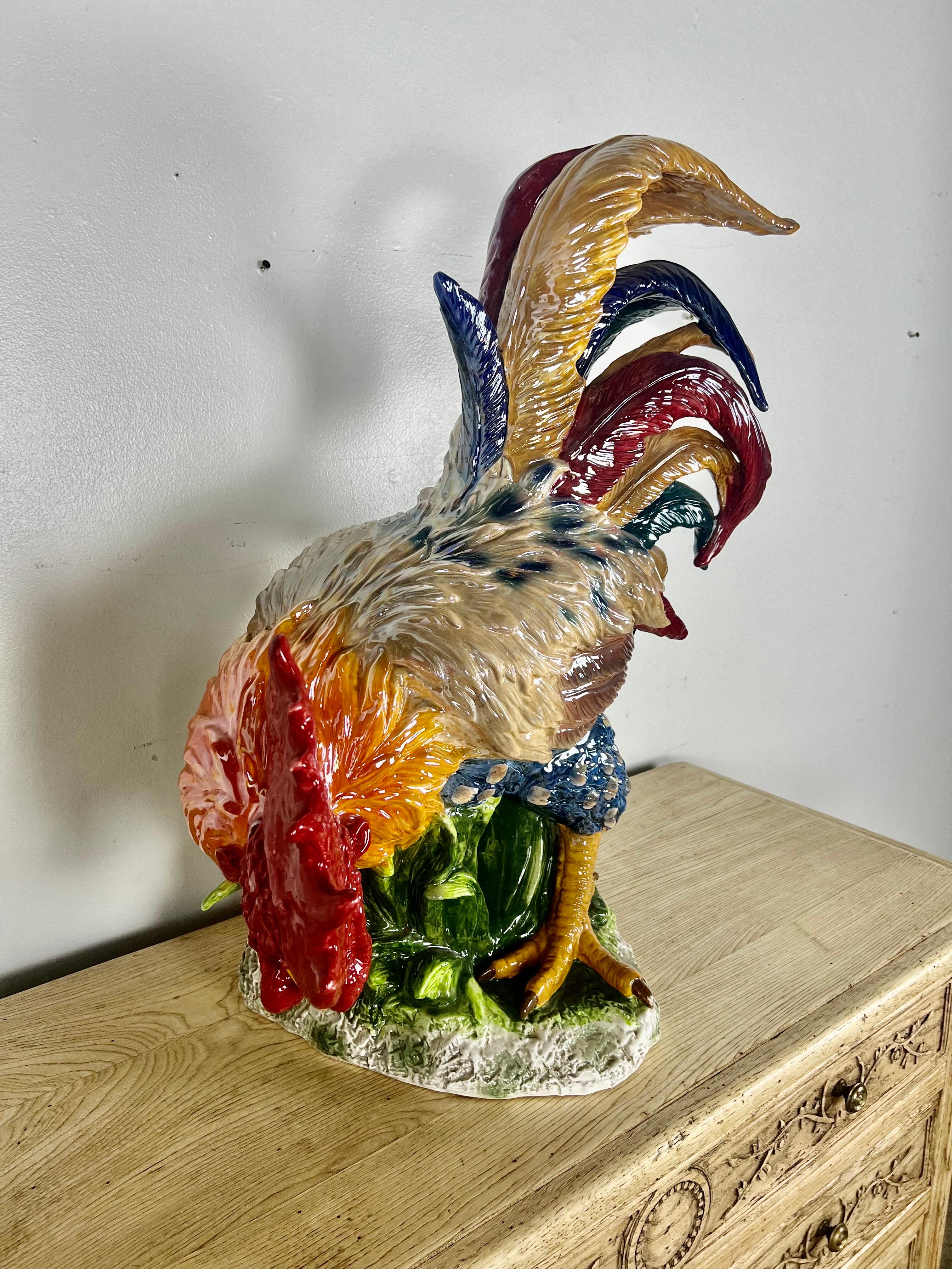 Monumental Size Italian Glazed Porcelain Chicken 1