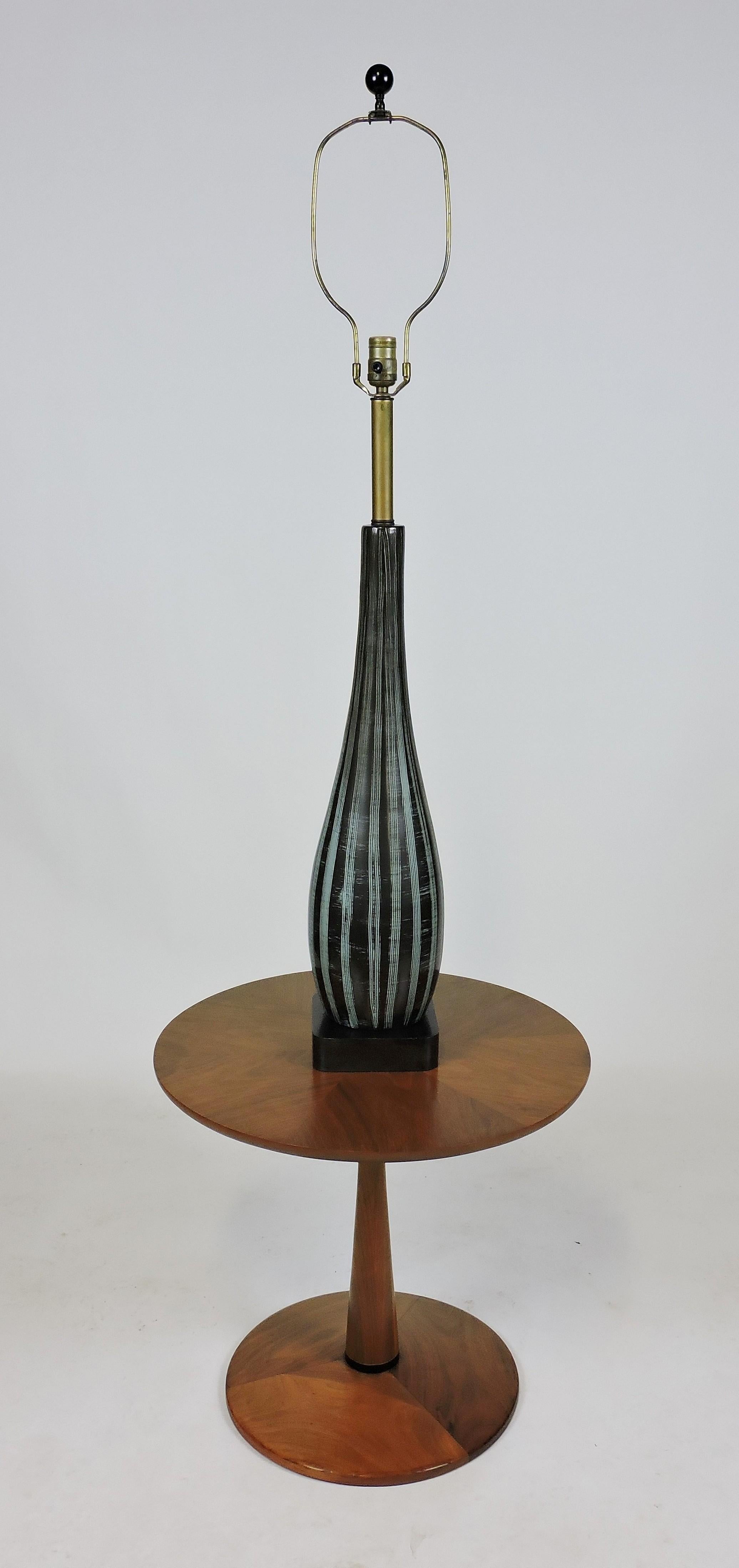 Ceramic Monumental Size Mid-Century Modern Italian Sgraffito Table Lamp