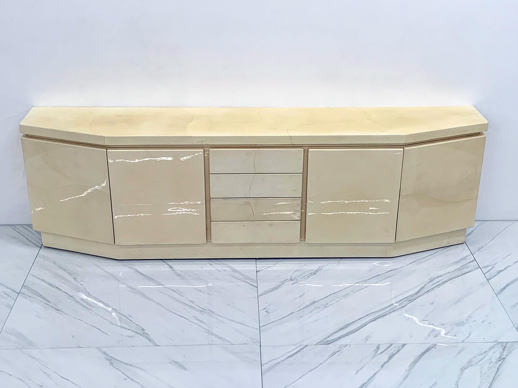 Late 20th Century Monumental Sized Karl Springer Goatskin Credenza with COA For Sale