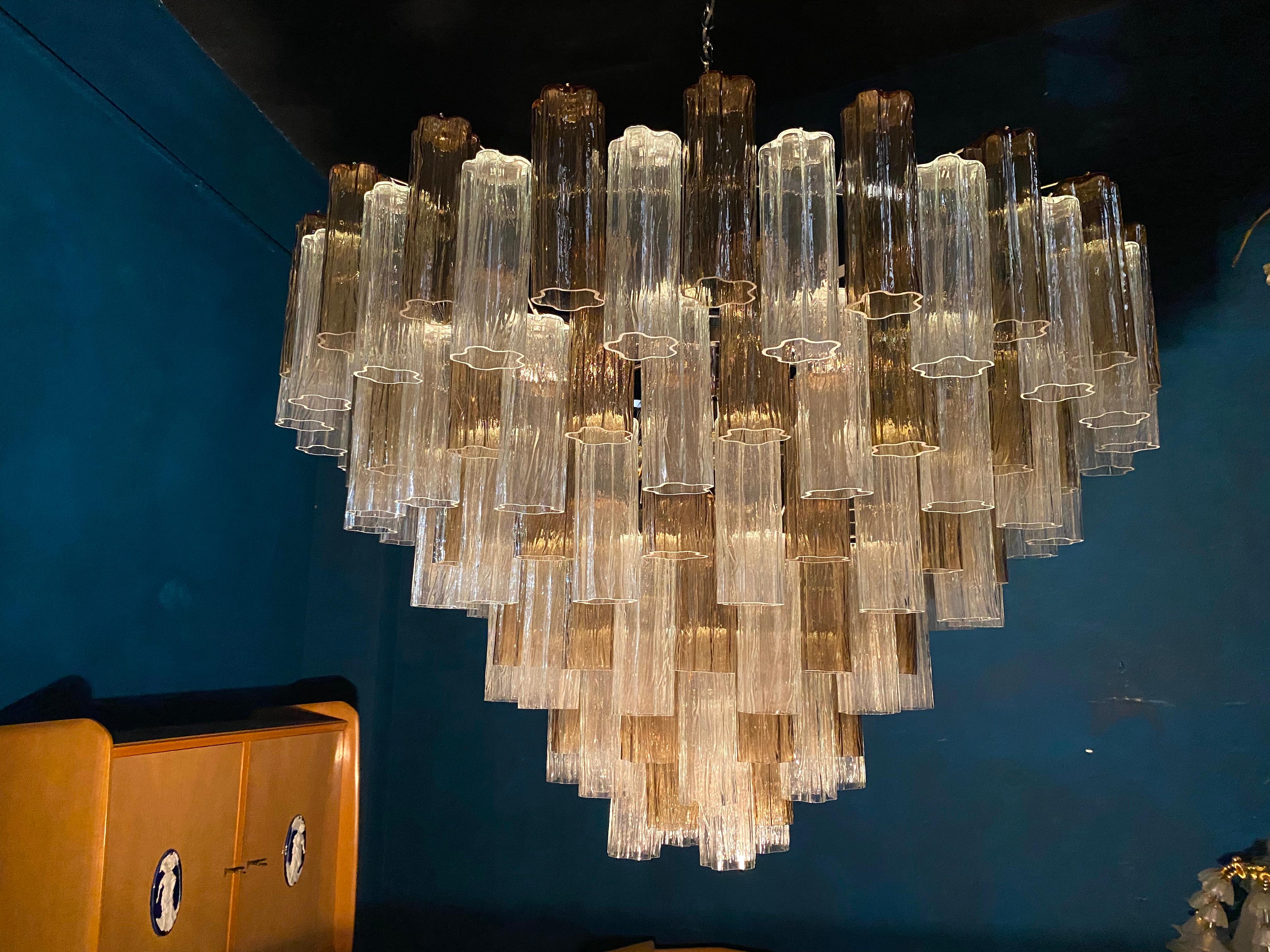 Monumental Smoke and Clear Murano Glass Tronchi Chandelier or Ceiling Light In New Condition For Sale In Rome, IT