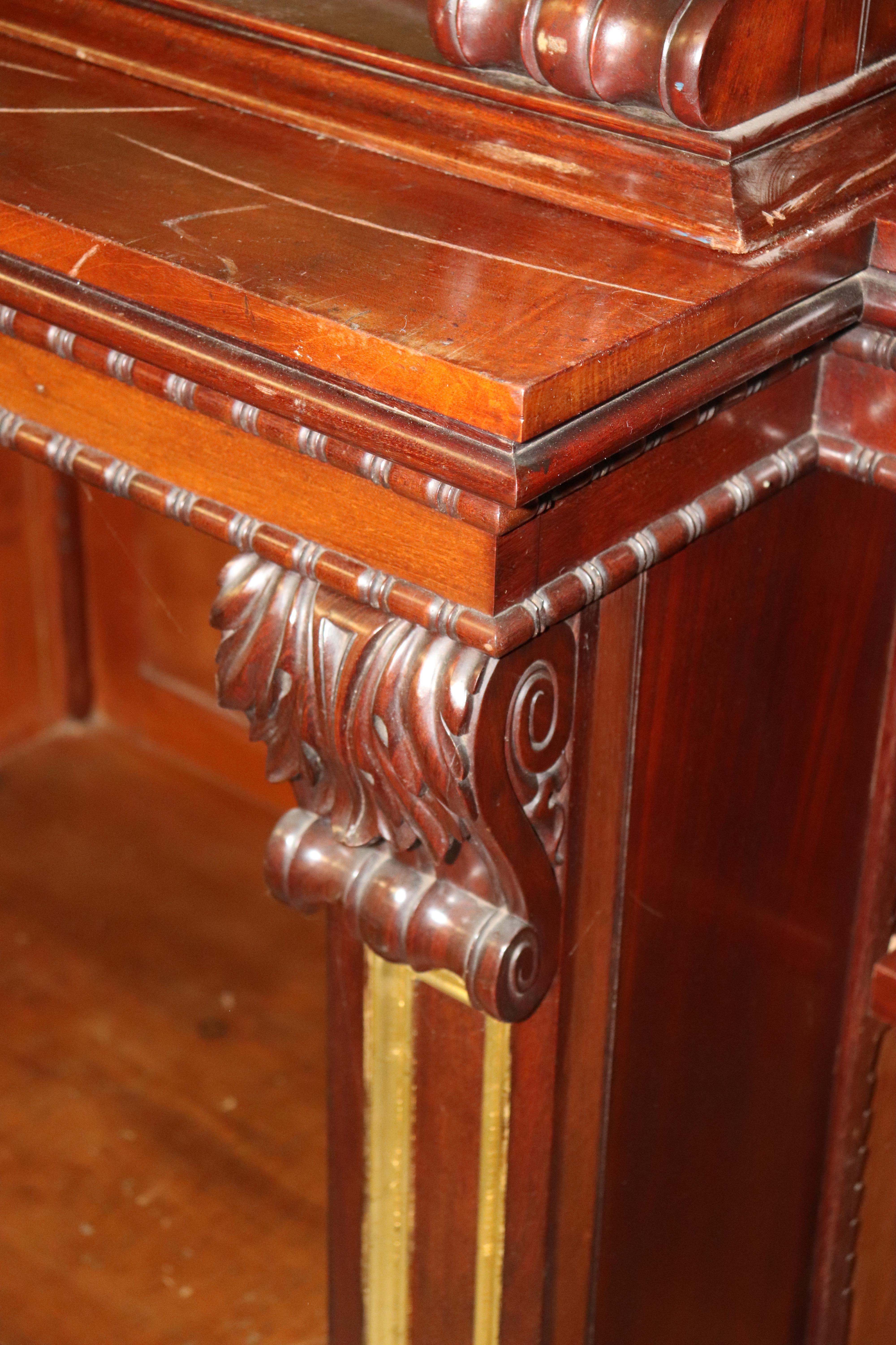 Monumental Solid Carved Tall Walnut Victorian Bookcase Bookshelf, circa 1870s 2