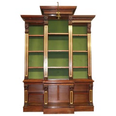 Monumental Solid Carved Tall Walnut Victorian Bookcase Bookshelf, circa 1870s