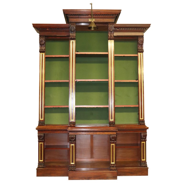 Monumental Solid Carved Tall Walnut Victorian Bookcase Bookshelf, circa 1870s For Sale at 1stDibs