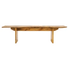 Monumental Solid Wood Live Edge Console Table W/ Malachite Inlay