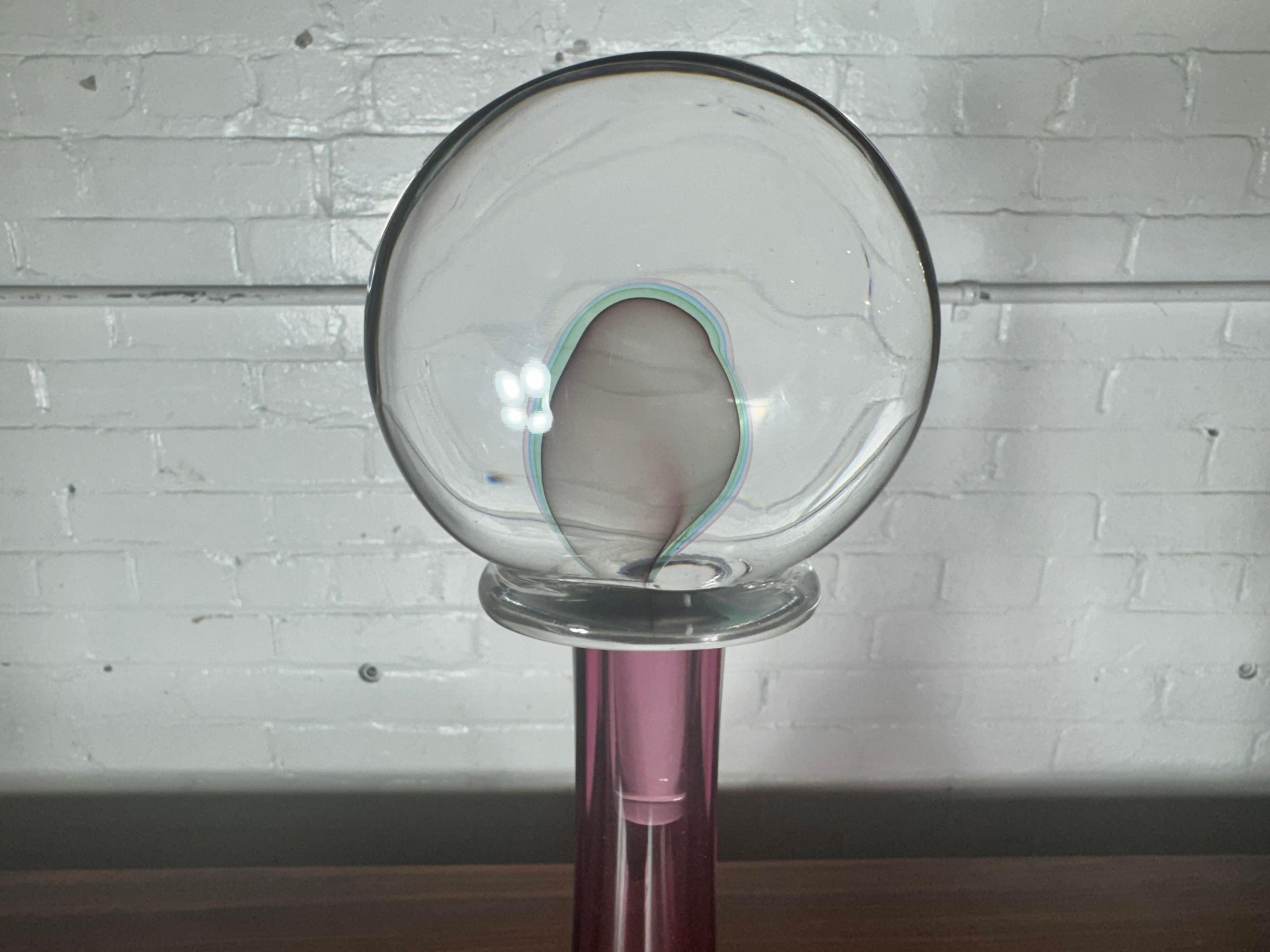 Monumental SOMMERSO fluted bottle / sphere stopper Luciano Mellara / Hand Blown  Murano,,,STUNNER!! Photos do this piece no justice. Stands nearly two feet high!! 