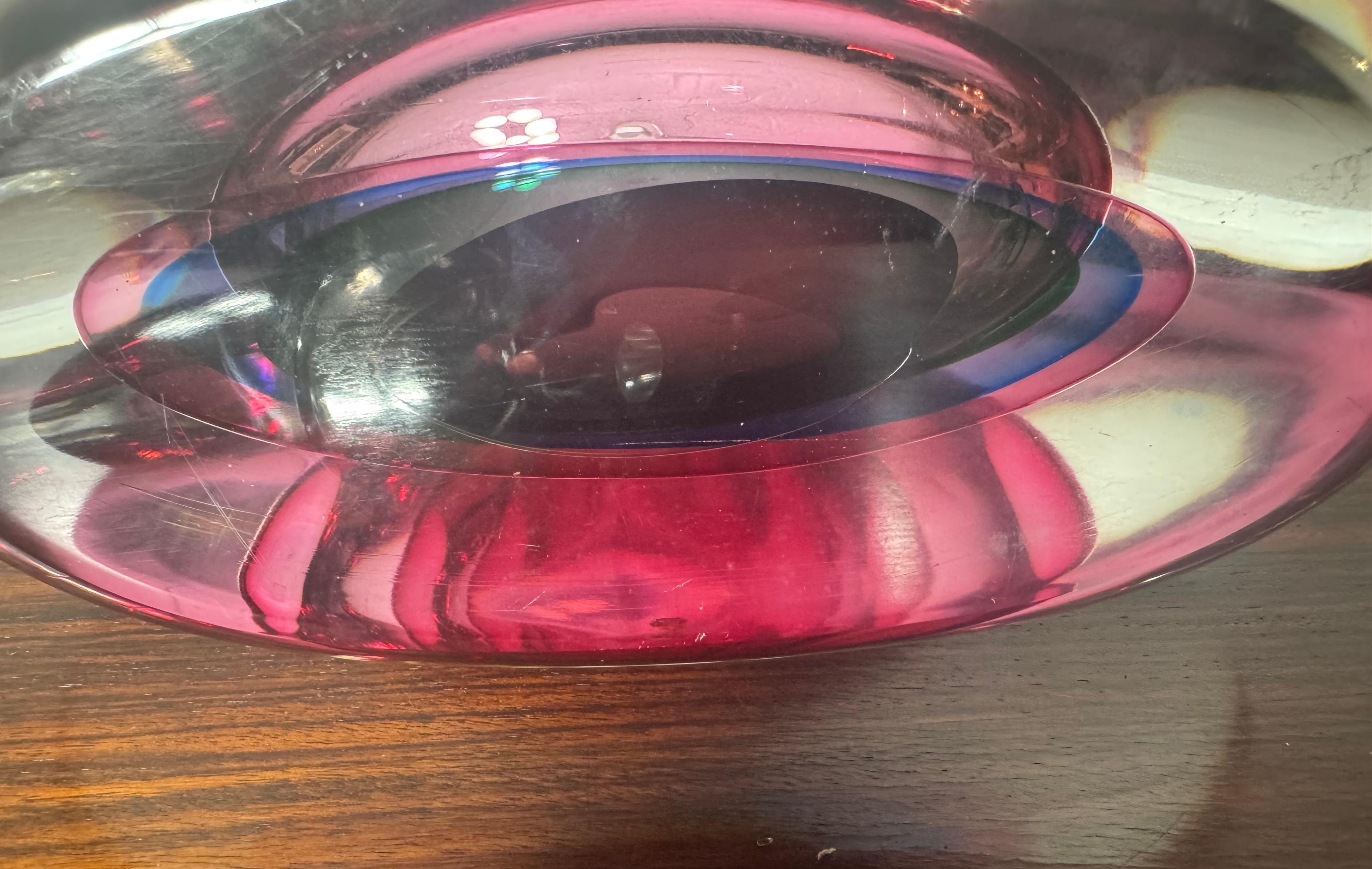 Monumental SOMMERSO fluted bottle / sphere stopper Luciano Mellara / Murano For Sale 1