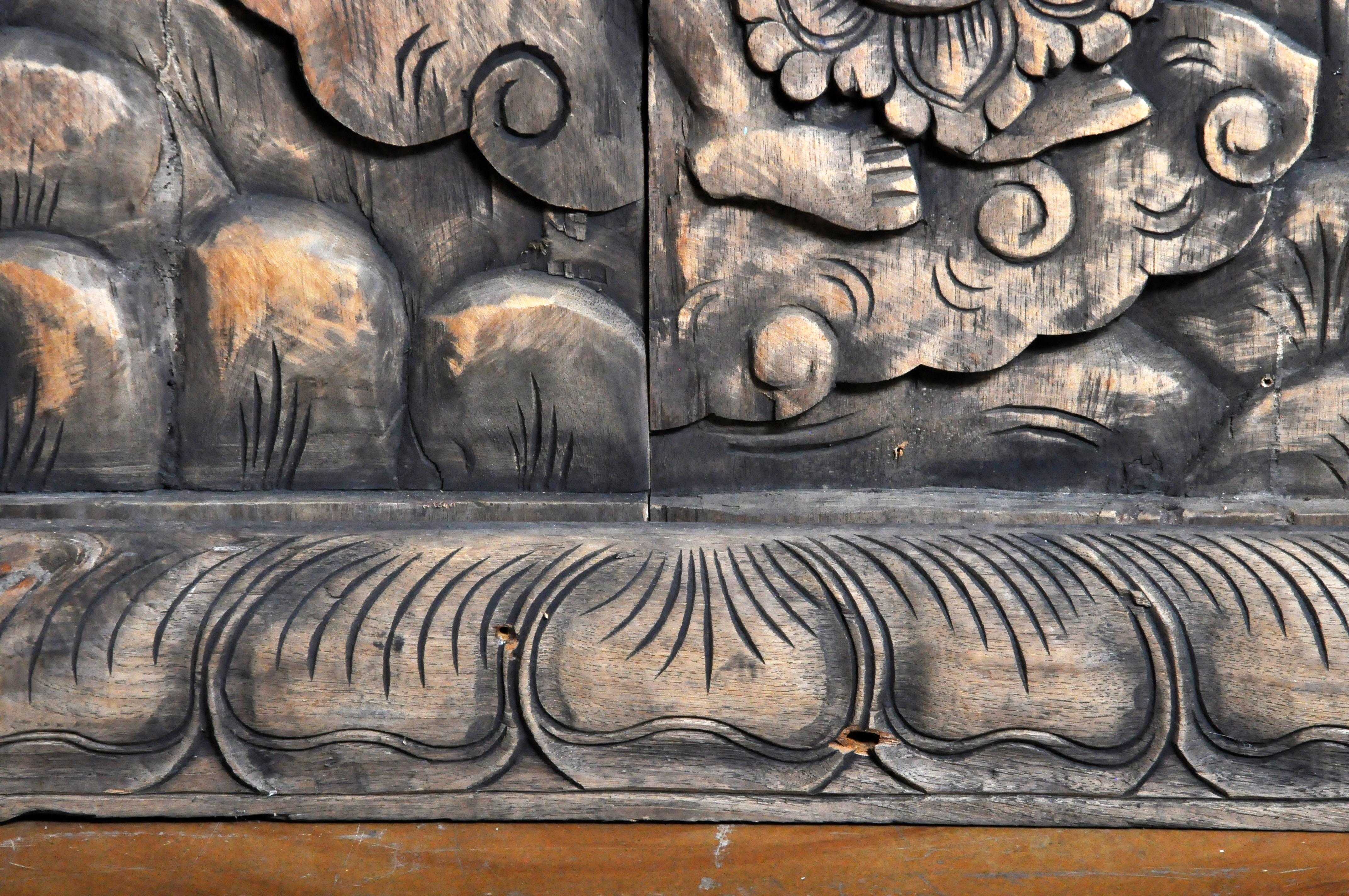 Monumental Southeast Asian Teakwood Carved Panel of Buddha 3