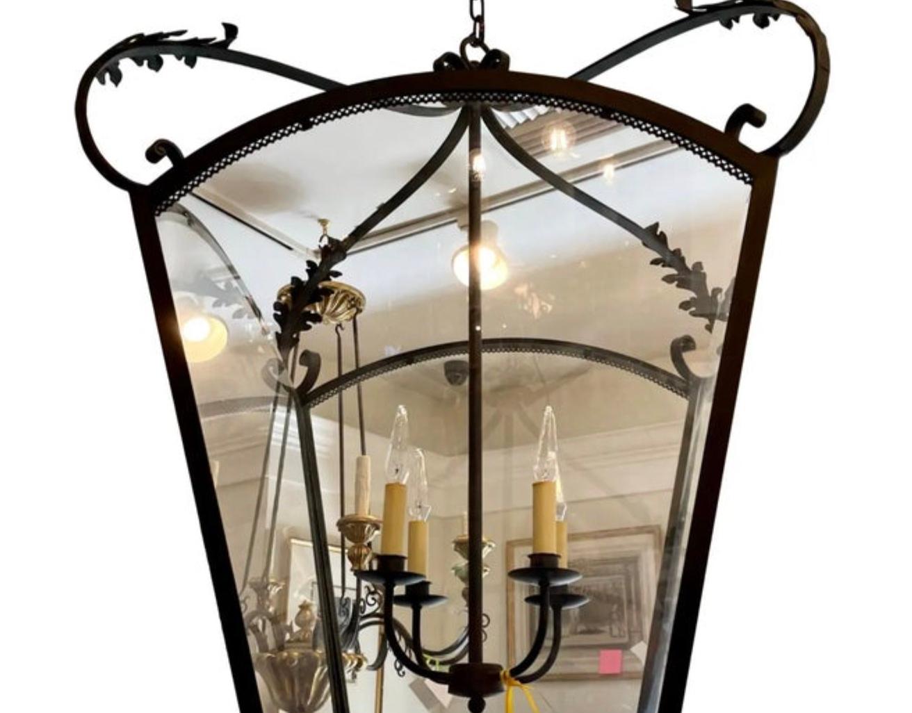20th Century Monumental Spanish Colonial Wrought Iron Lantern Chandelier, 1990s