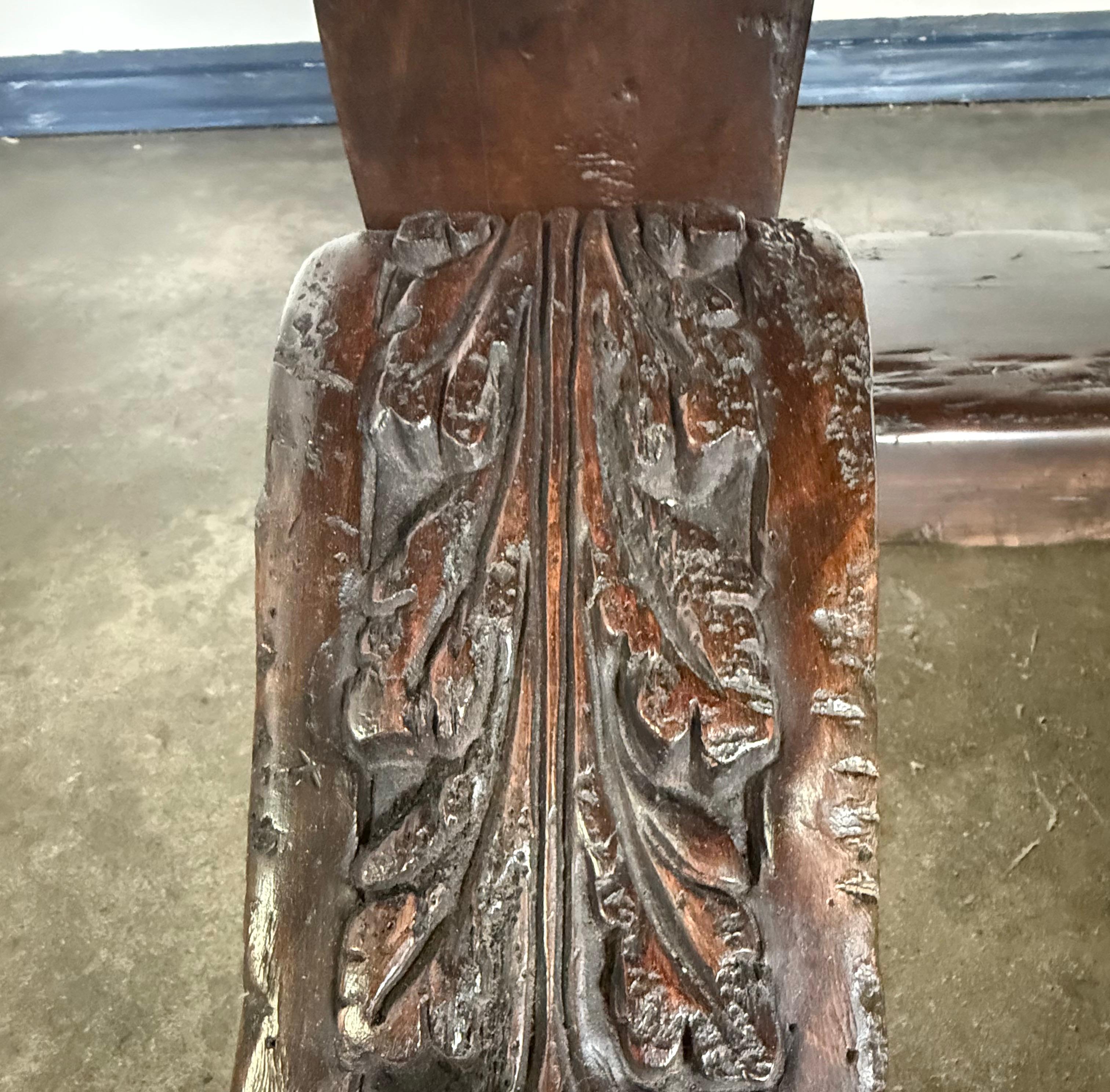 Monumental Spanish Revival Carved Trestle Dining Table, Early 20th Century For Sale 1