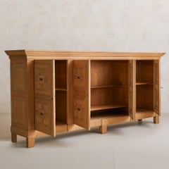 Monumental Spanish Sandblasted Oak Cabinet, 1940s