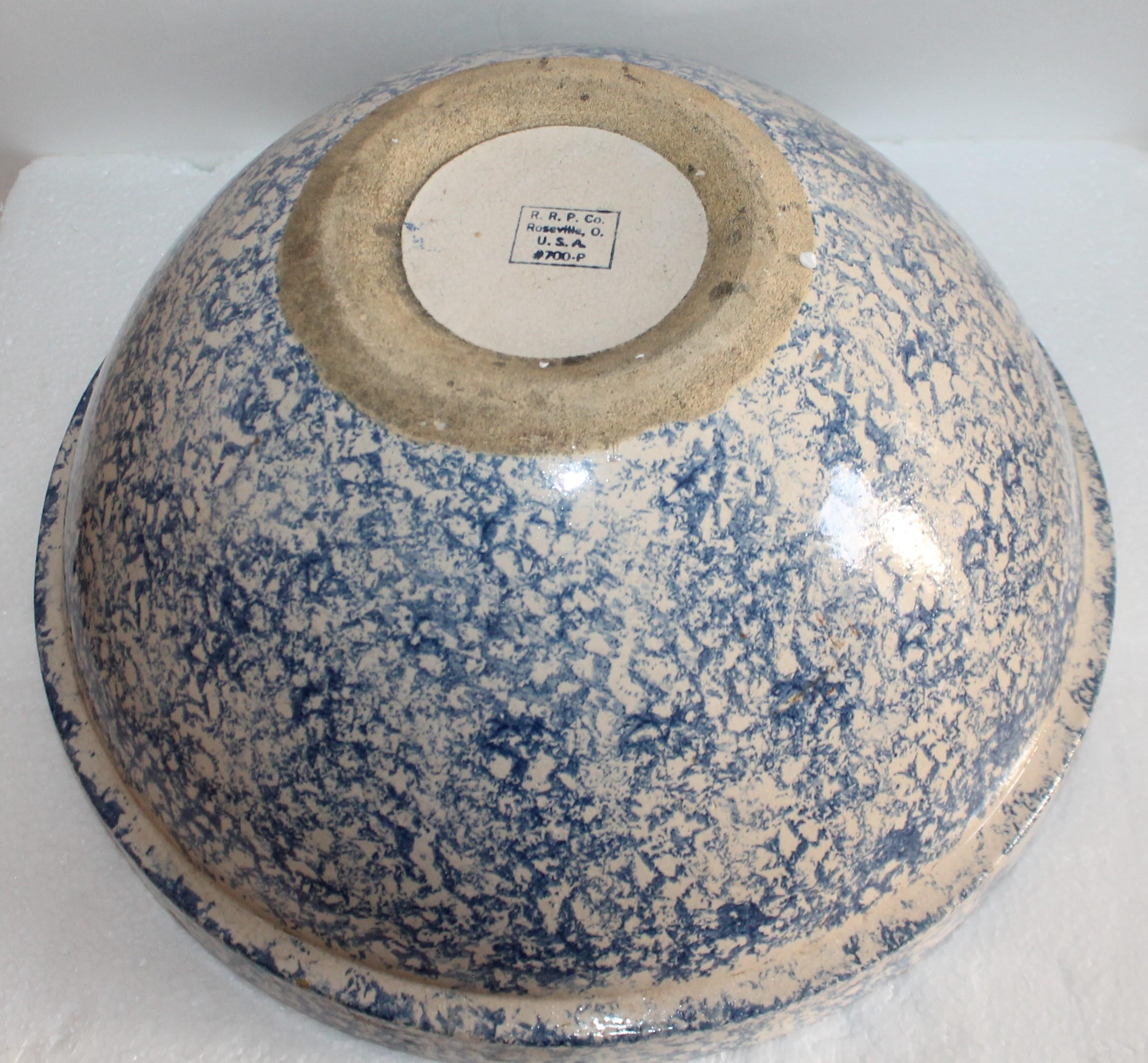 Adirondack Monumental Sponge Ware Pottery Bowl For Sale