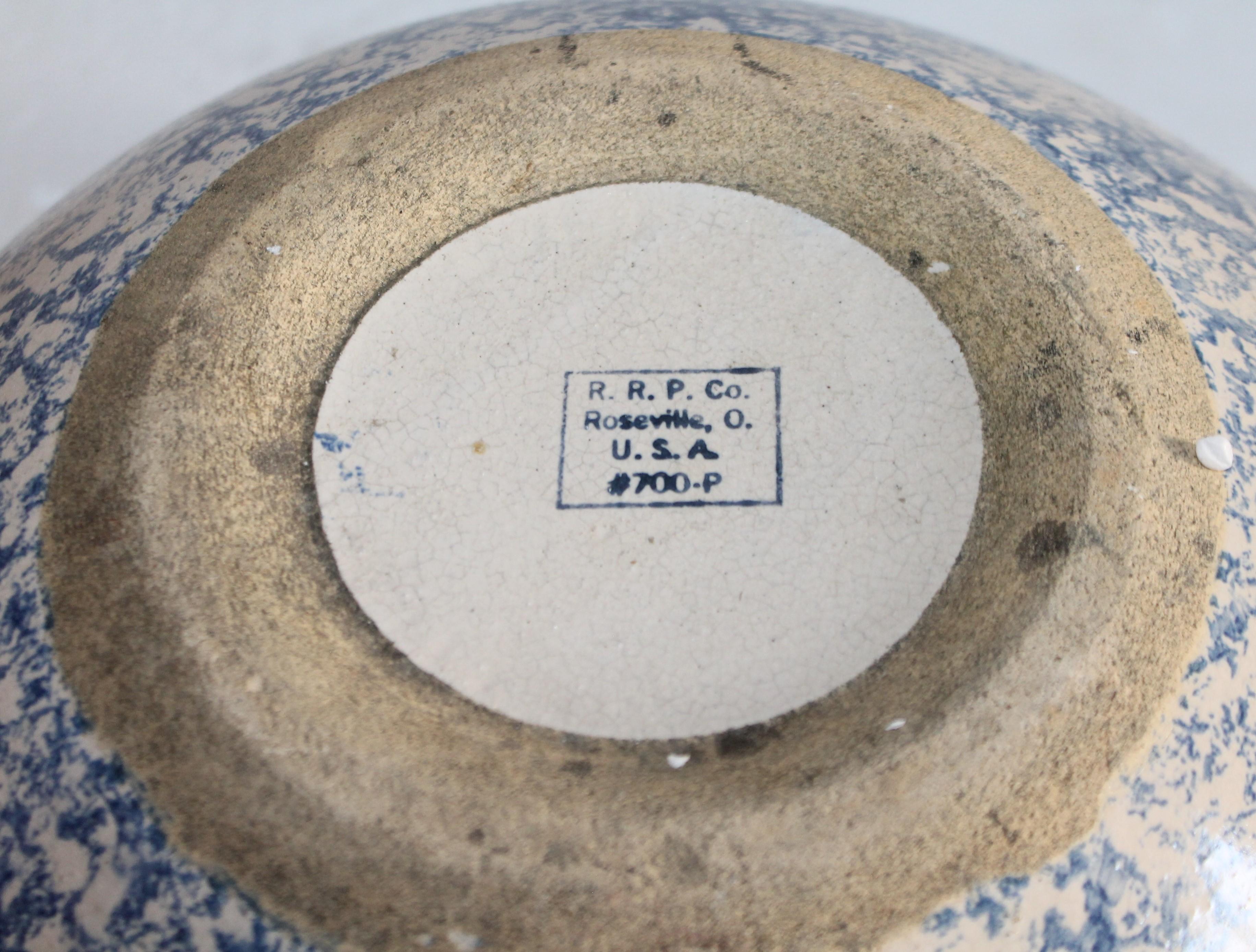 American Monumental Sponge Ware Pottery Bowl For Sale