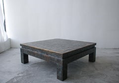 Monumental Square Brutalist Metal Patchwork Coffee Table