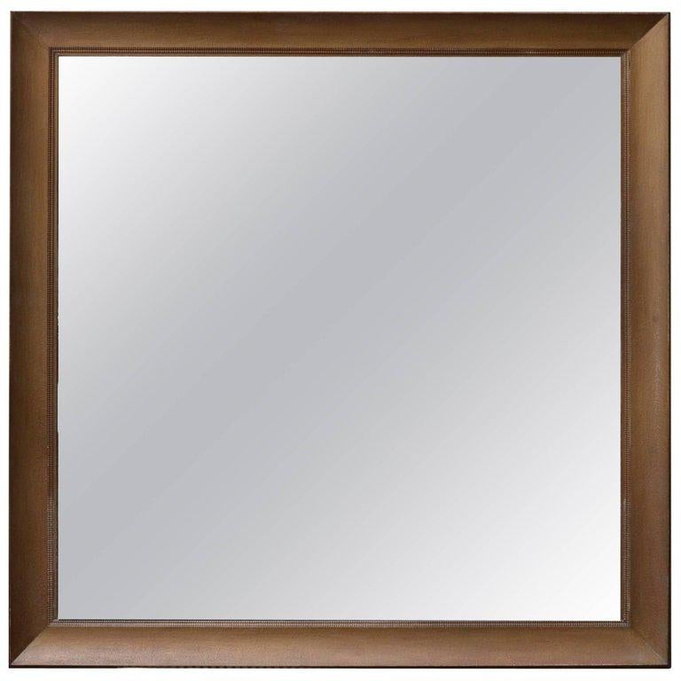 American Monumental Square Gold Finish Wall Mirror by James Mont
