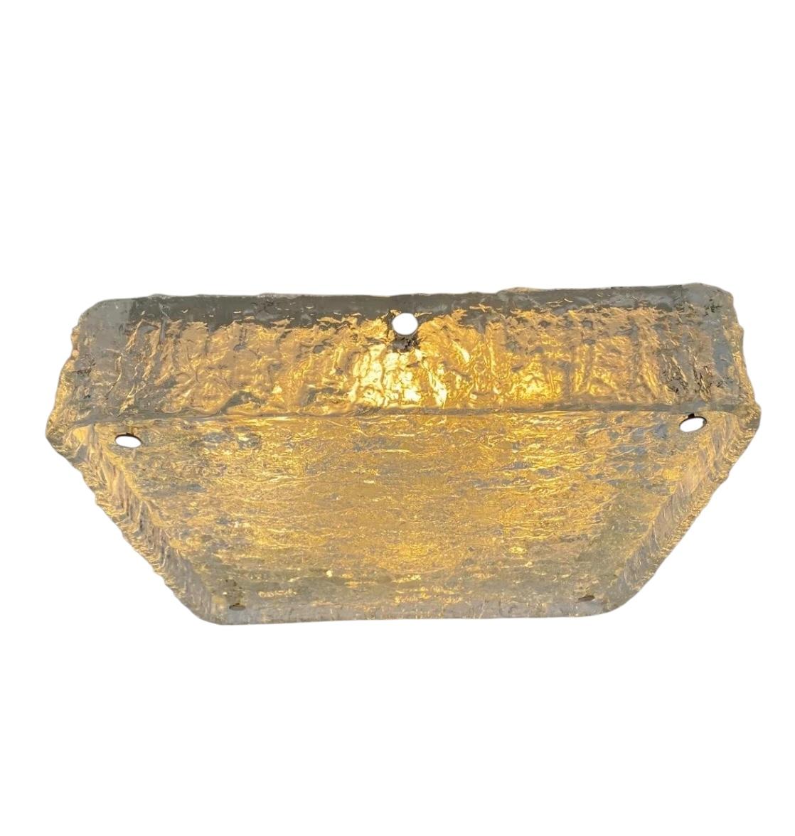 Monumental Square Murano Glass Flush Mount by Kaiser Leuchten, Vintage German For Sale 5