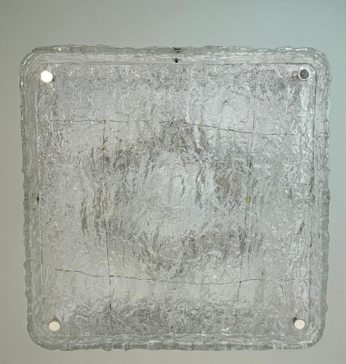 Monumental Square Murano Glass Flush Mount by Kaiser Leuchten, Vintage German For Sale 7