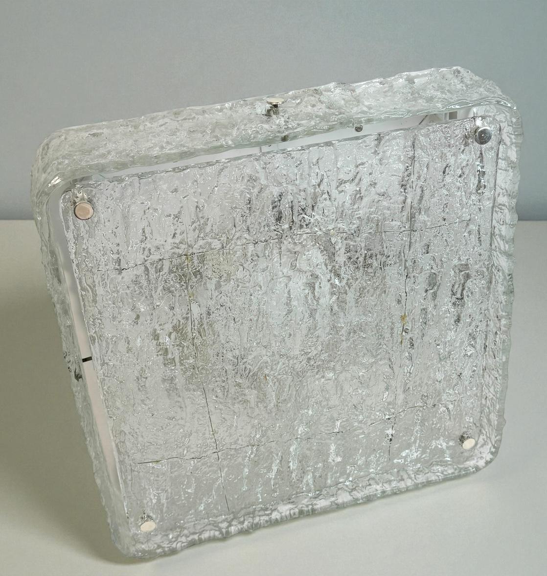 Monumental Square Murano Glass Flush Mount by Kaiser Leuchten, Vintage German For Sale 9