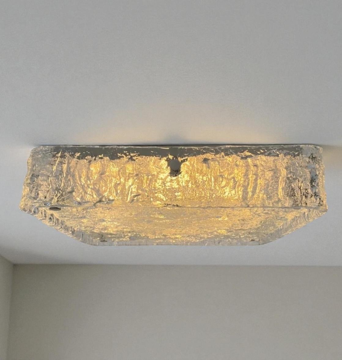 Monumental Square Murano Glass Flush Mount by Kaiser Leuchten, Vintage German For Sale 10