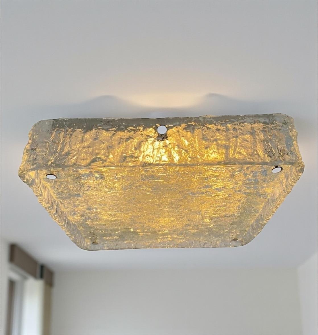 Monumental Square Murano Glass Flush Mount by Kaiser Leuchten, Vintage German For Sale 11