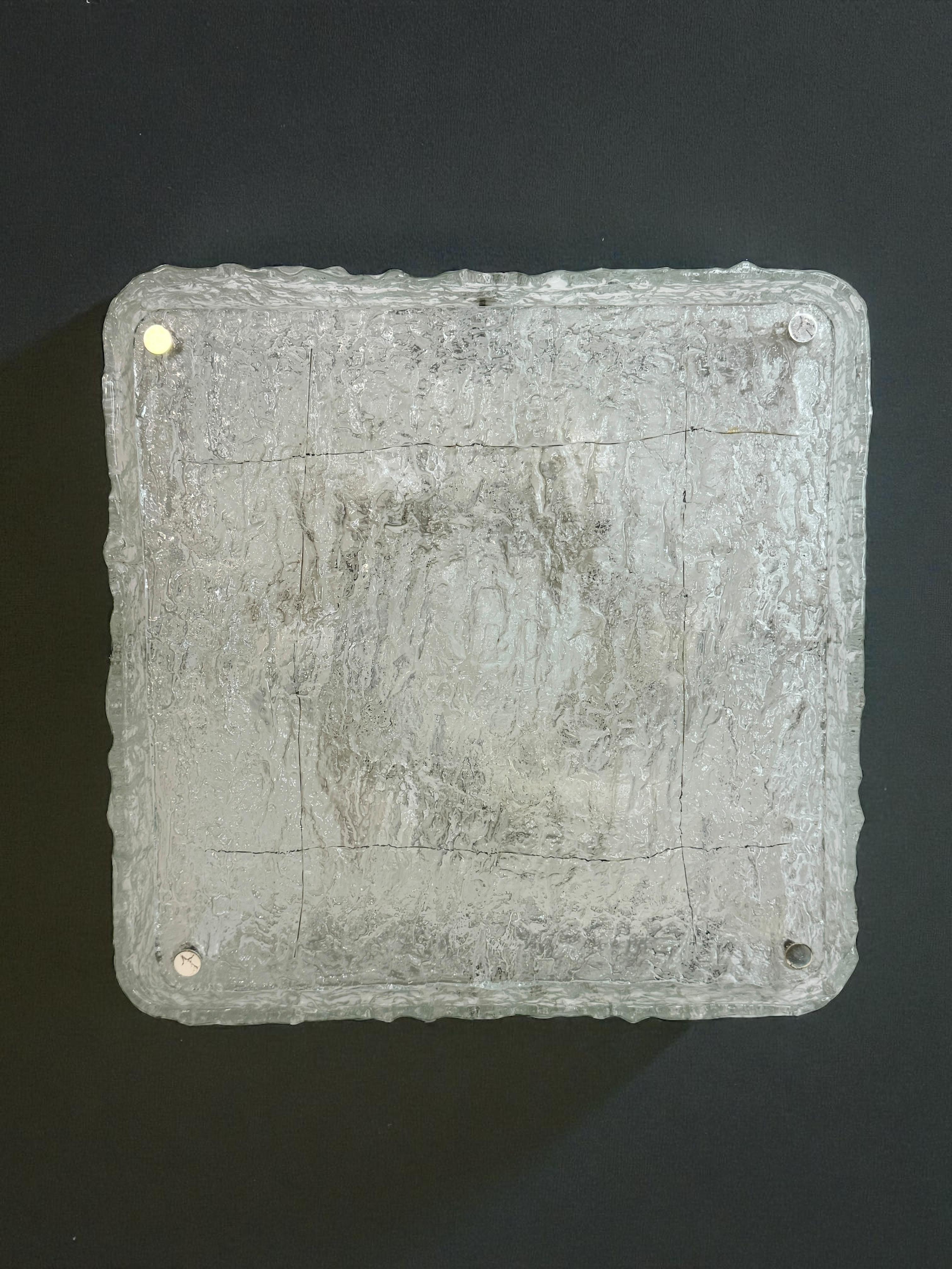 Monumental Square Murano Glass Flush Mount by Kaiser Leuchten, Vintage German For Sale 12