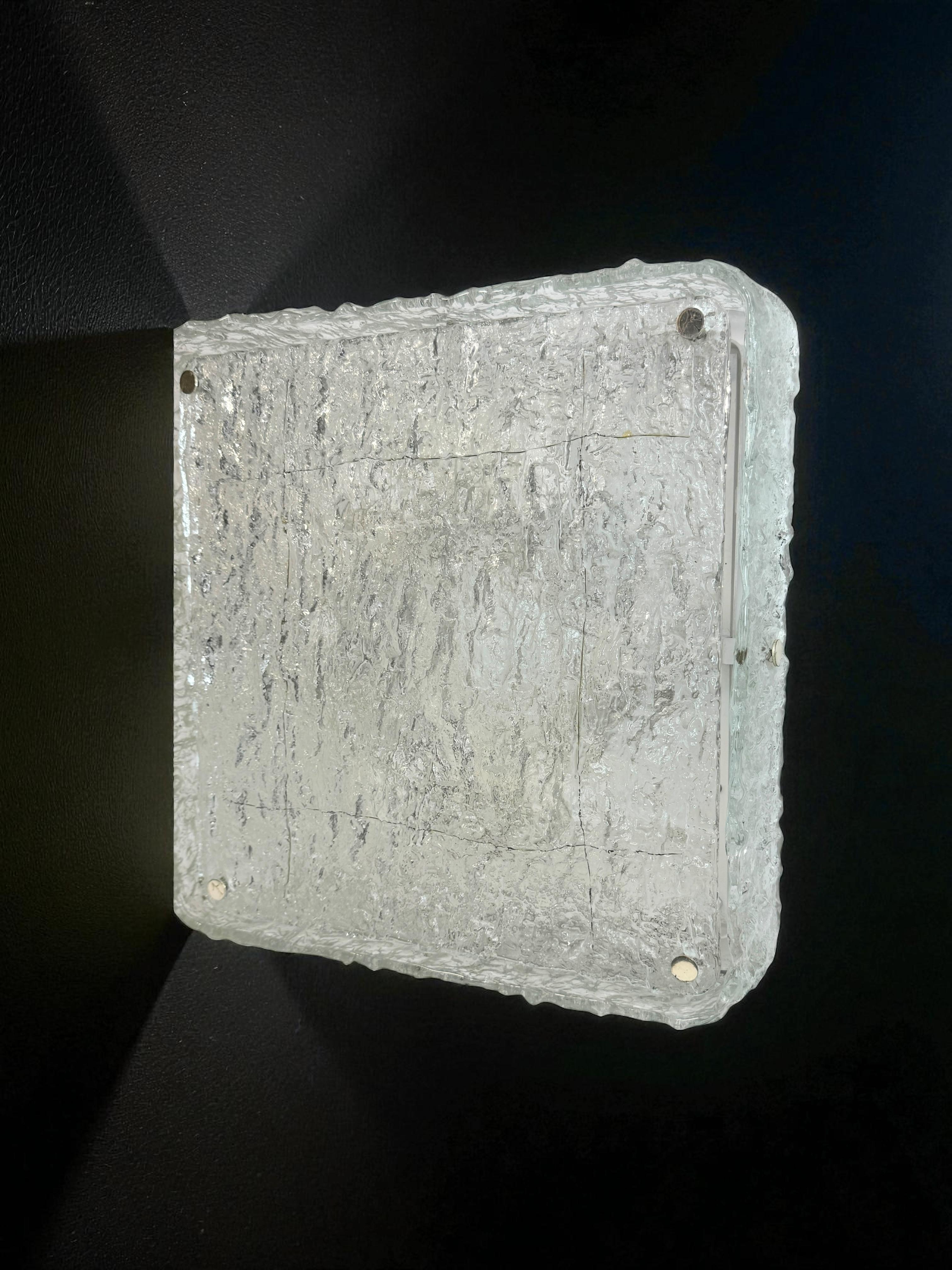 Monumental Square Murano Glass Flush Mount by Kaiser Leuchten, Vintage German For Sale 13