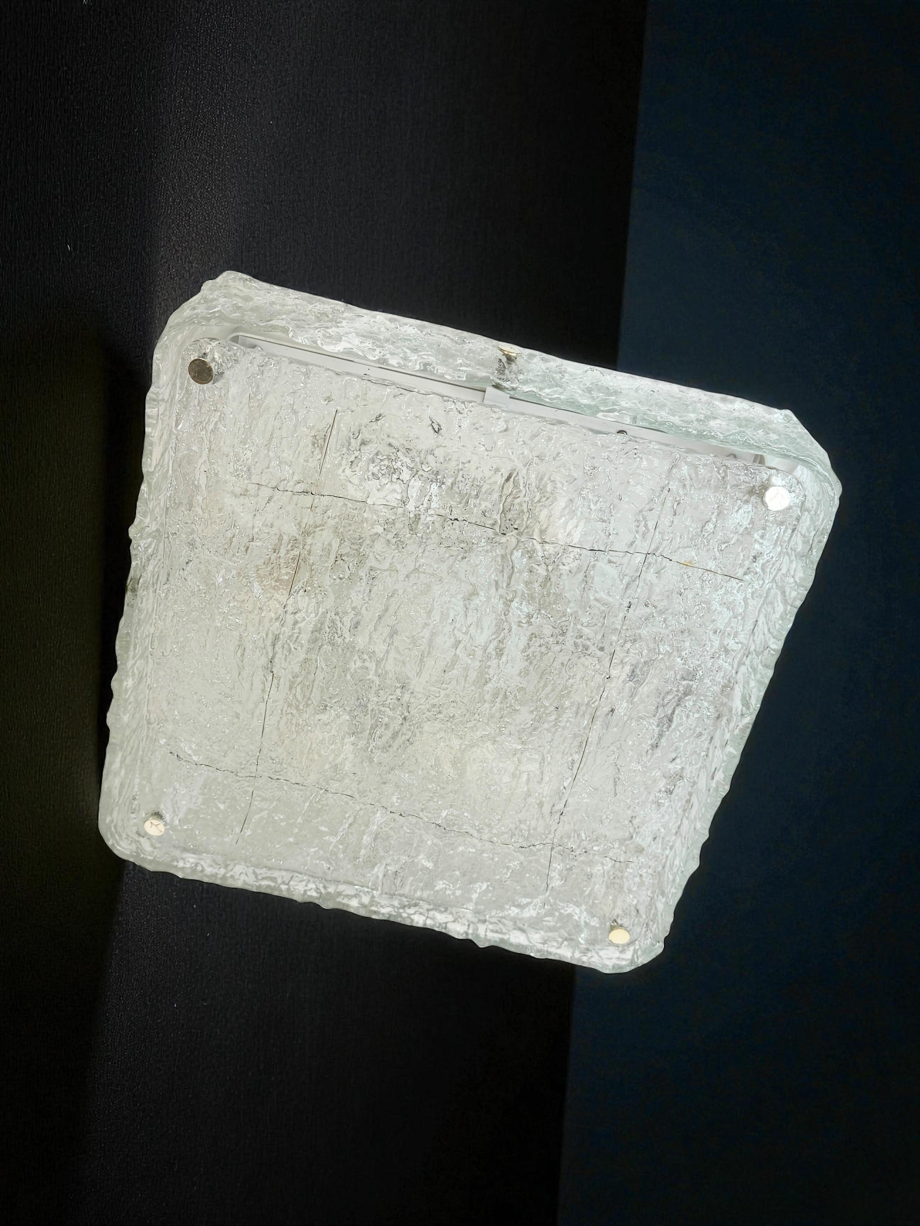 Monumental Square Murano Glass Flush Mount by Kaiser Leuchten, Vintage German For Sale 14