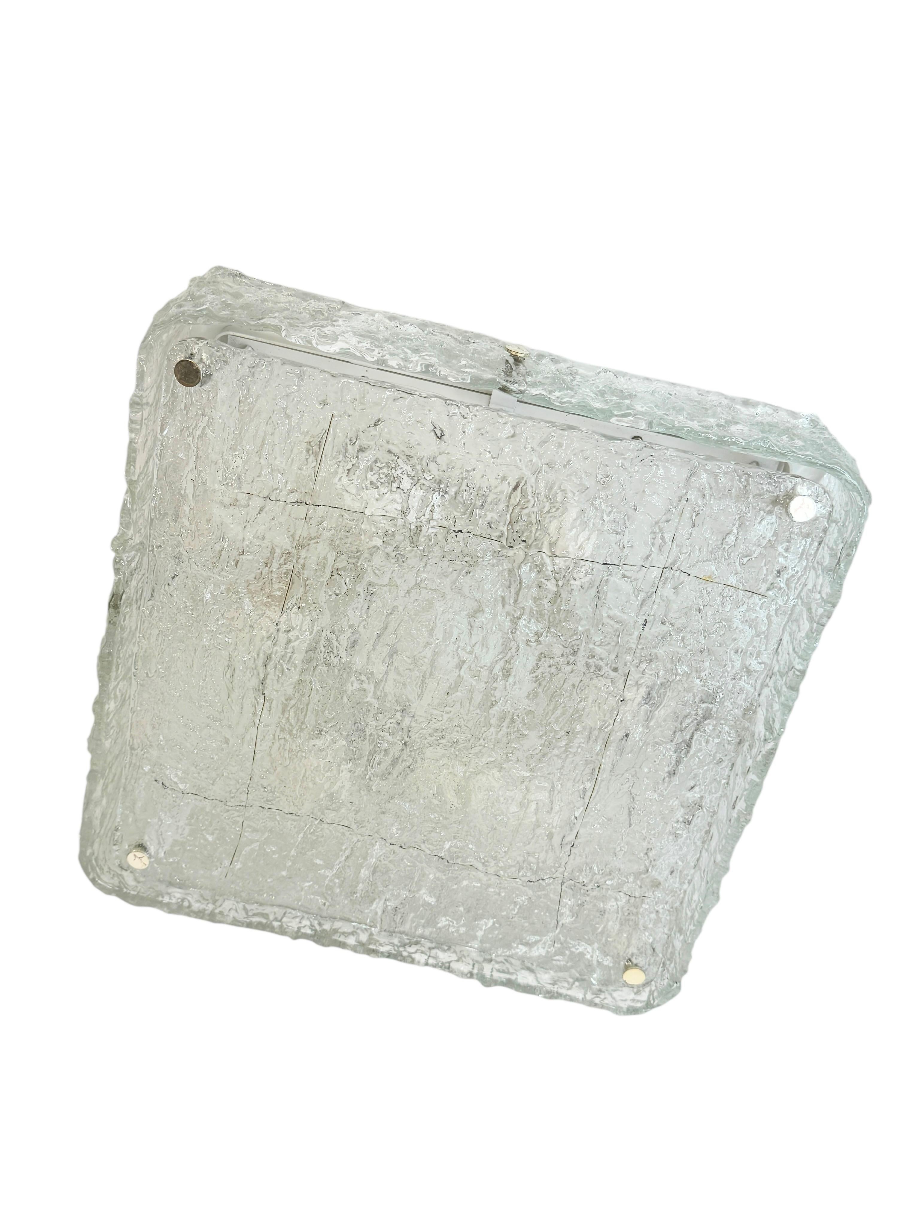 Monumental Square Murano Glass Flush Mount by Kaiser Leuchten, Vintage German In Good Condition For Sale In Nuernberg, DE