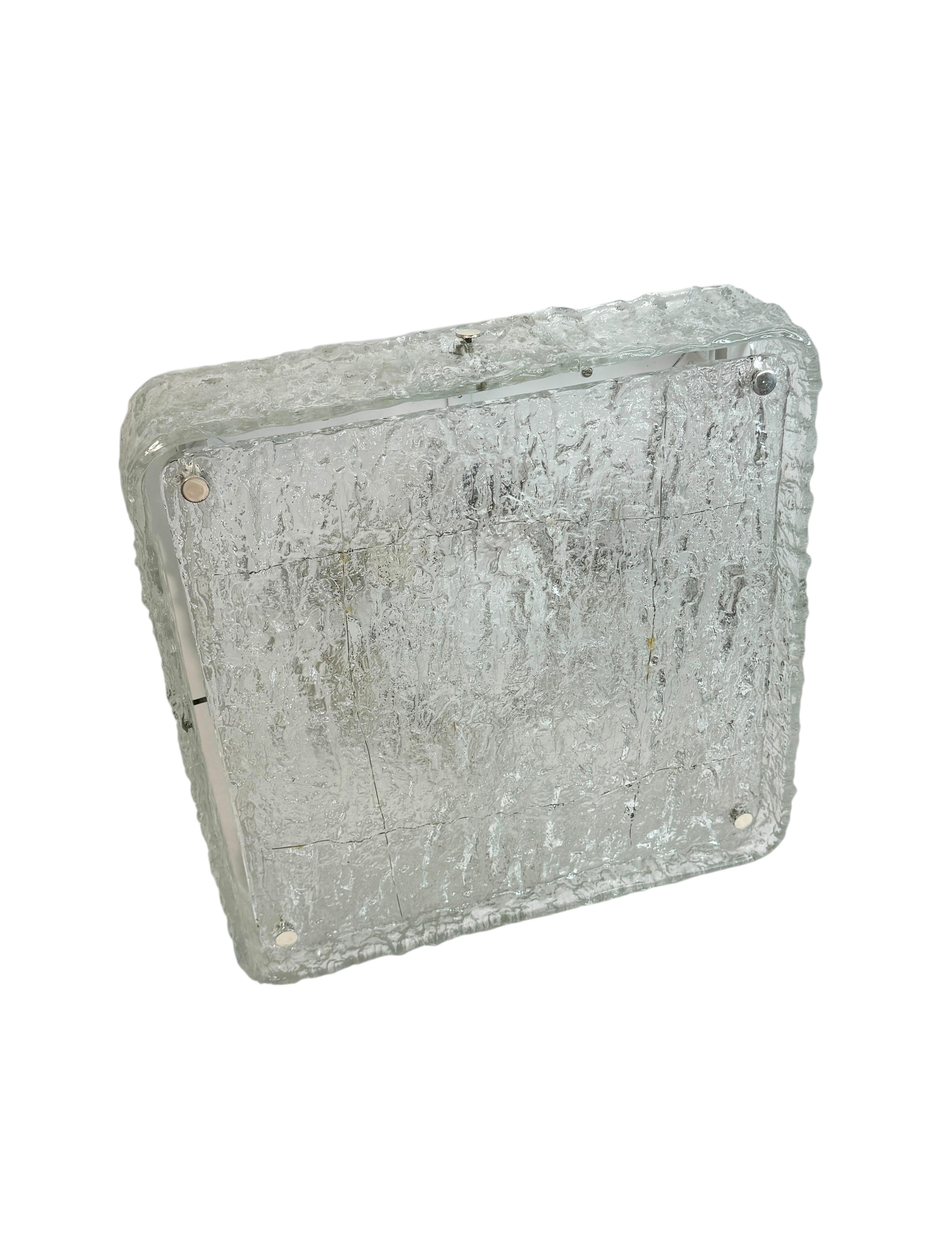 Mid-20th Century Monumental Square Murano Glass Flush Mount by Kaiser Leuchten, Vintage German For Sale